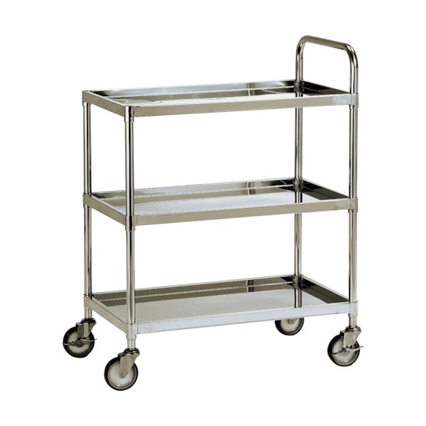 ※法人専用品※テックサス ステンレスワゴン3段タイプ(皿型タイプ) 750X450 SUSφ100ウレタン車 WG3-U7545D 1点|DIY FACTORY ONLINE SHOP