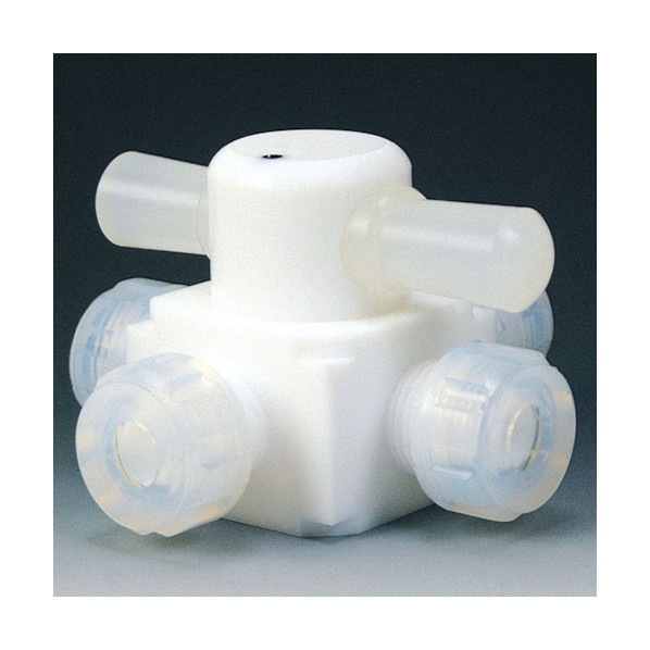 フロンケミカル フッ素樹脂(PTFE)四方バルブ圧入型 8φ NR0005-002 1点