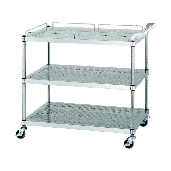 シンコー ステンレスワゴン パンチング棚 ガード付1段ガード無2段 間口750×奥行600×高さ800 PM12-7560-U75 1点