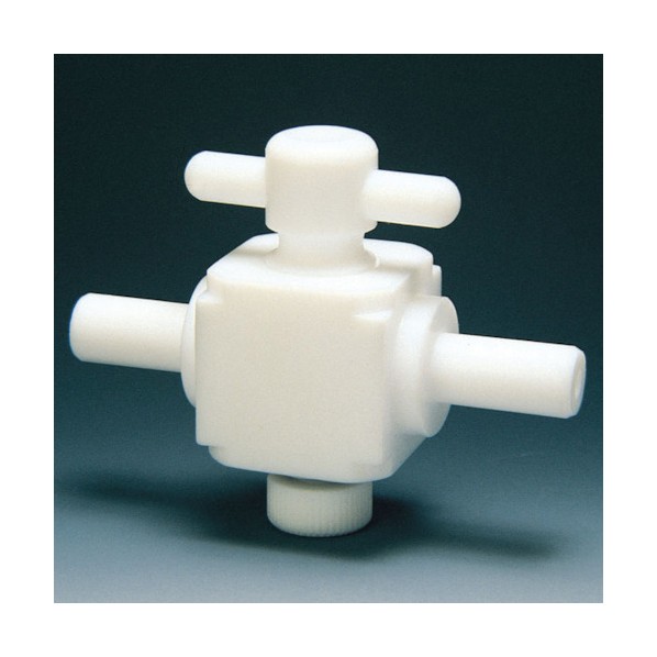 フロンケミカル フッ素樹脂(PTFE)二方バルブ枝タイプ 10φ NR0027-003 1点