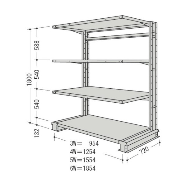 ※法人専用品※日本ファイリング キャンチラック単式増結1連W1304D720H1800F3 CR64L-S4B 1点｜DIY FACTORY ONLINE SHOP