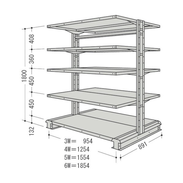 ※法人専用品※日本ファイリング キャンチラック複式増結1連W1904D891H1800F3 CR66S-W5B 1点｜DIY FACTORY ONLINE SHOP