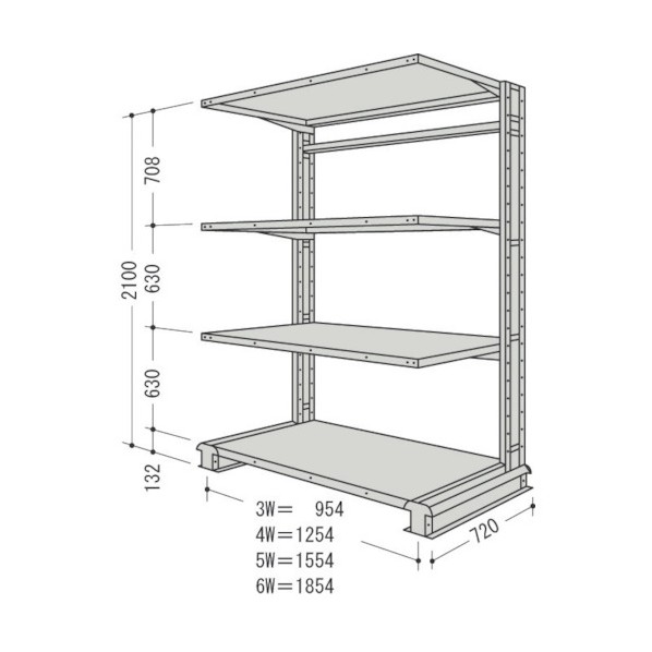※法人専用品※日本ファイリング キャンチラック単式増結1連W1604D720H2100F4 CR75L-S4B 1点｜DIY FACTORY ONLINE SHOP 43,740円