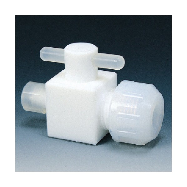 フロンケミカル フッ素樹脂(PTFE)二方バルブ異径圧入型 8φ×12φ NR1211-006 1点