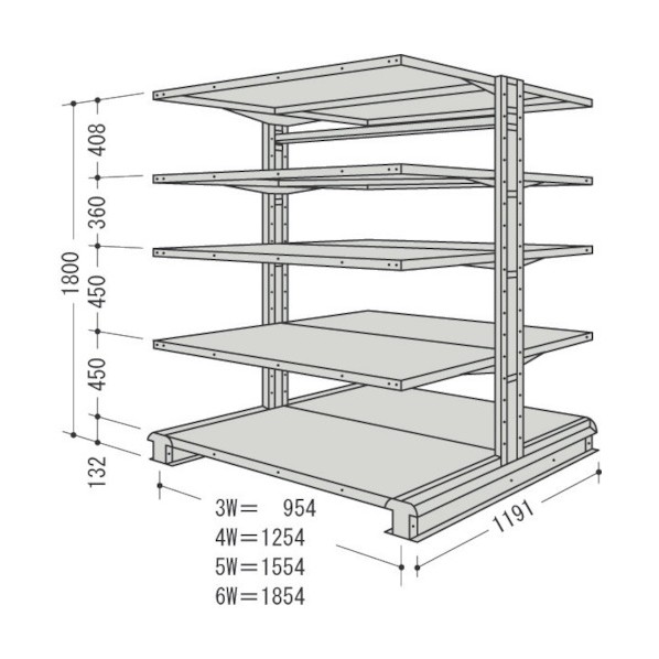 ※法人専用品※日本ファイリング キャンチラック複式1連W2020D1191H1800F5 CR66L-W5 1点|DIY FACTORY ONLINE SHOP