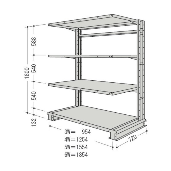 ※法人専用品※日本ファイリング キャンチラック単式増結1連W1004D720H1800F3 CR63L-S4B 1点｜DIY FACTORY ONLINE SHOP