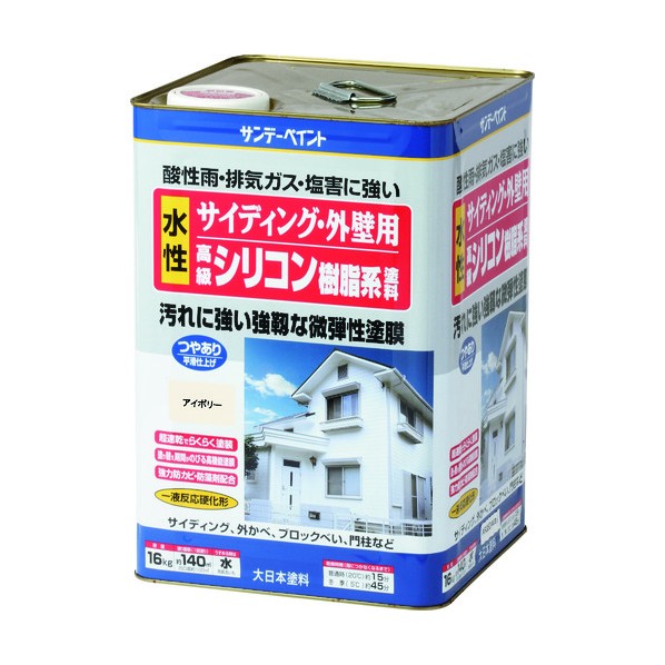 ※法人専用品※サンデーペイント サイディング・外壁用水性シリコン樹脂系塗料 ミルキーホワイト 16K 255337 1点