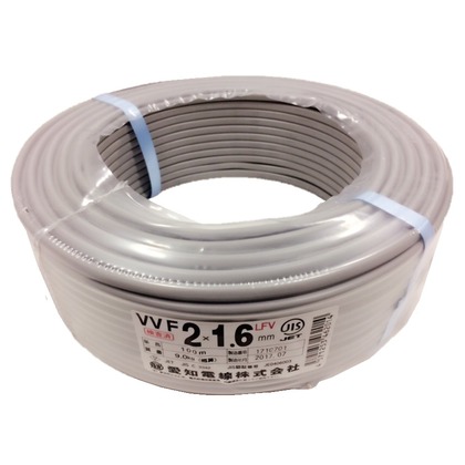 愛知電線 VVFケーブル600Vビニル絶縁ビニルシースケーブル 100m巻 VVF2X1.6M100 1点｜DIY FACTORY ONLINE SHOP