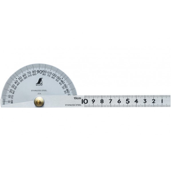 ※法人専用品※シンワ測定 プロトラクター No182 シルバー φ90 竿目盛10cm 針付 校正証明書+トレサビリティ付 62901 1個｜DIY FACTORY ONLINE SHOP