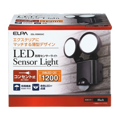 ELPA 屋外用LEDセンサーライト AC電源 8WLED 2灯 ESL-SS802AC 1点