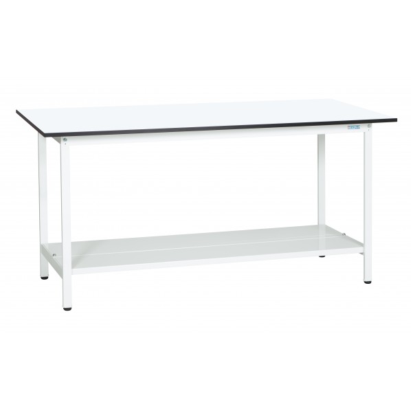 サカエ軽量作業台(KADタイプ/耐荷重180kg/メラミン天板/H900/中板付/固定式)W1800×D750×H900mmKAD-187TMW