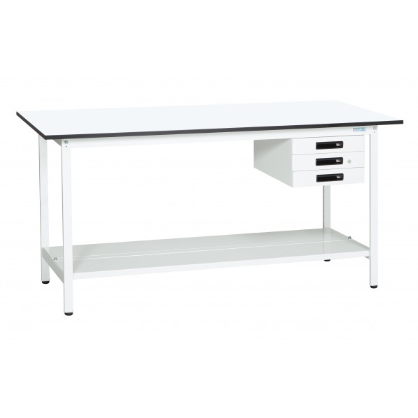 サカエ軽量作業台(KADタイプ/耐荷重180kg/メラミン天板/H900/中板付/引出付/固定式)W900×D750×H900mmKAD-097CTMW 42,836円