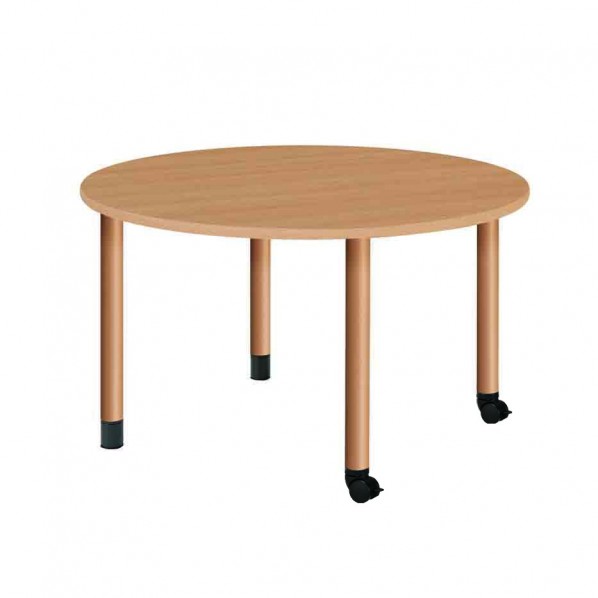 タック販売 施設向けテーブル(2本固定脚＋2本キャスター脚)※継脚付 〇1200*H656/696/736 ナチュラル UFT-4K12R-NA-L2 1台