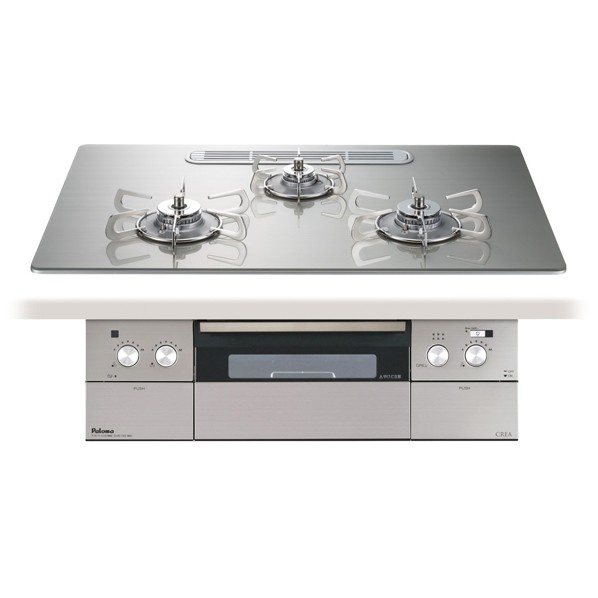 パロマ ビルトインコン クレア 3? ガラストップ(都市ガス) 75cm シャインシルバー PD-963WT-U75GH 1台|DIY FACTORY ONLINE SHOP