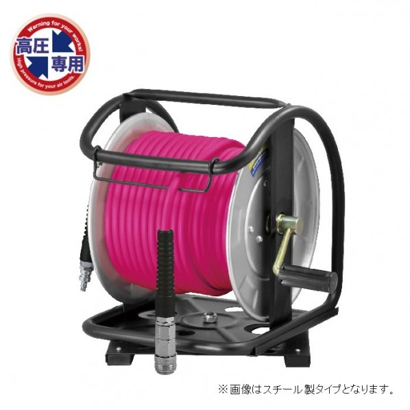 フジマック 超軽量！高圧用C型エアドラム 【回転台付 】ウルトラライトホース(ピンク) 30m 軽量 エアホースリール ピンク ULD-630P-TC 1個【2506DFD_3】｜DIY FACTORY ONLINE SHOP