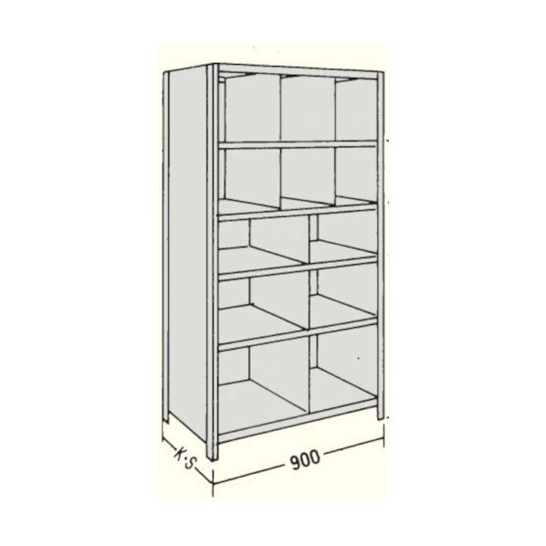 ※法人専用品※日本ファイリング 縦仕切付軽量物品棚W900D450H1800F6 LA63S-36 1点｜DIY FACTORY ONLINE SHOP