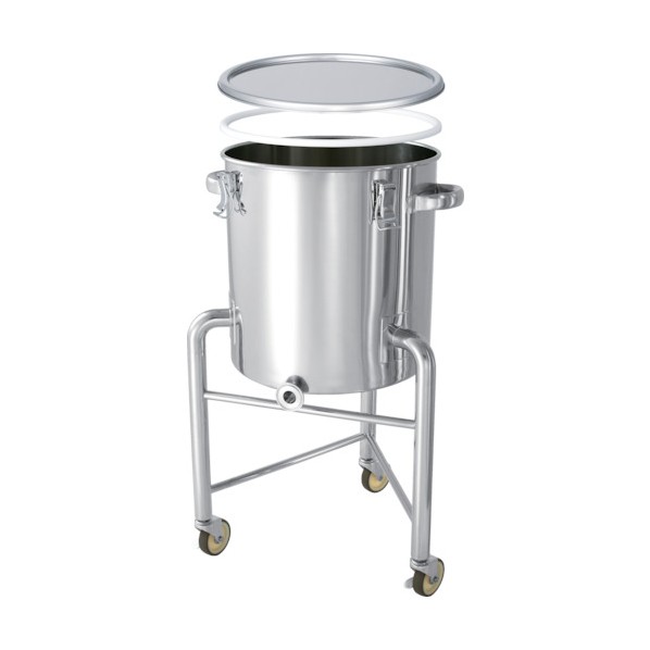日東金属工業 日東 片テーパー型 PTFEパッキン付密閉容器 脚付 100L KTT-CTH-L-PTFE-47H