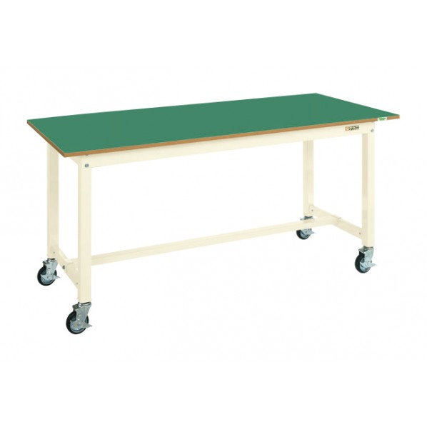 サカエ中量御役目台(KT印字機/耐荷重300kg/サカエリューム天板/H825/キャスター付)W1500×D750×H825KT-593FENBI