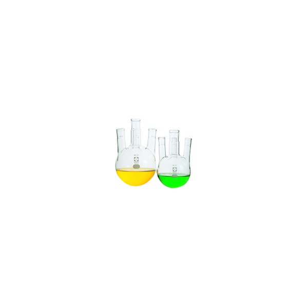 東京硝子器械 四口丸底フラスコ SPC34 2000mL 側SPC19 371-13-58-50 1点