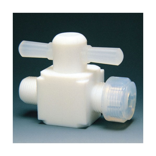 フロンケミカル フッ素樹脂（ＰＴＦＥ）オス二方バルブ圧入型８φ×Ｒ１／４ NR0011-002 1