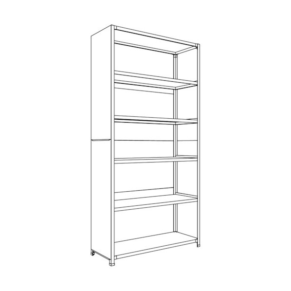 日本ファイリング 背板･側板付軽量物品棚W1200D450H2400F6 LA84S-26 1点