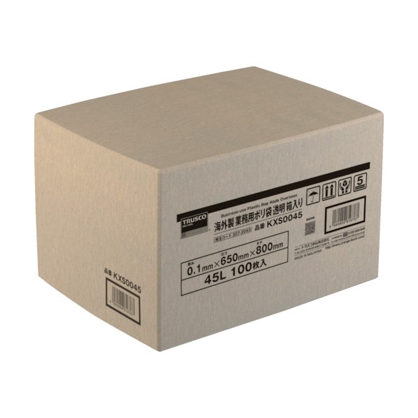 トラスコ 海外製 業務用ポリ袋 透明･箱入 0.1×90L KXS0090 100枚
