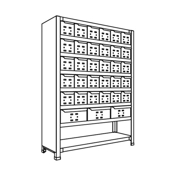日本ファイリング 引出し付軽量物品棚W900D300H1200F8 LA43K-78 1点