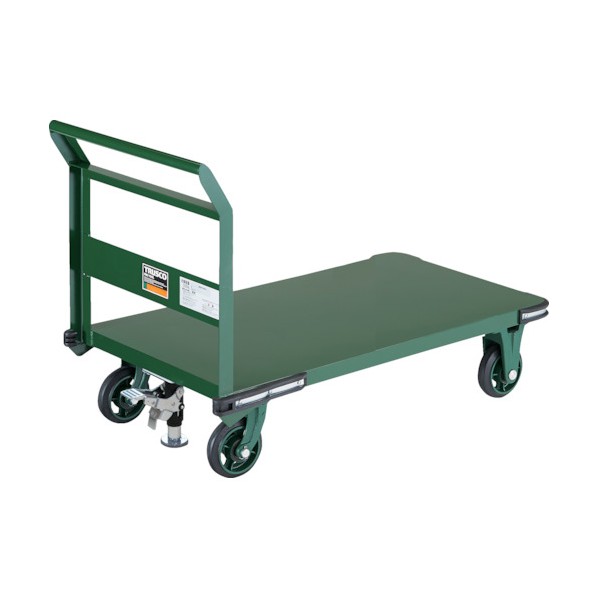 ※法人専用品※トラスコ 鋼鉄製運搬車 1200X600 Φ150 ハンドル側自在車 鋳物車輪 Lストッパー付 OH-2LRSS 1点|DIY FACTORY ONLINE SHOP