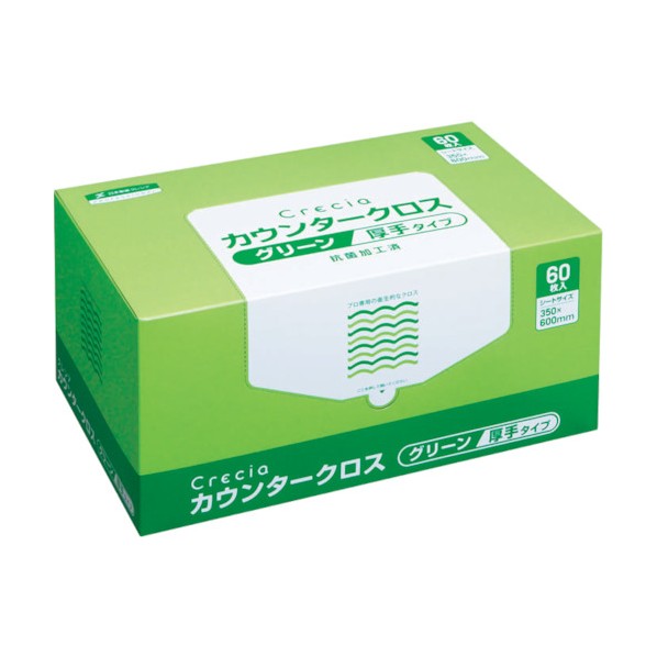 クレシア カウンタークロス 厚手タイプ グリーン 65312 労働衛生用品 360枚
