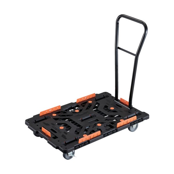 トラスコ 連結式樹脂製平台車 ビートル 900X600 自在3輪 内2輪ストッパー付 脱着式ハンドル付 柵付 BT900KJ3S2H-E100 1点