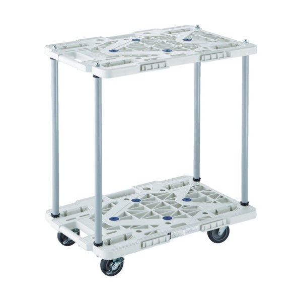 トラスコ 2段式ルートバン 600X400 ハンドル無 4輪自在 S付 白 MPK-6020JS-W 1点