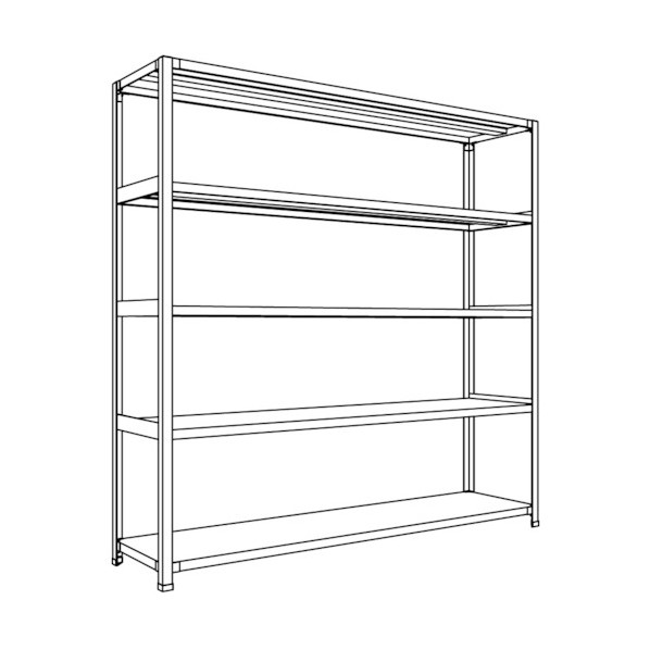 日本ファイリング 軽量開放棚 ボルトレスタイプW1800D450H1800F5 LA66S-15 1点 研究・実験用品-ワゴン・ラック