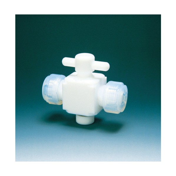 フロンケミカル フッ素樹脂(PTFE)二方バルブ接続8mm 79 x 59 x 29 mm NR0028-002