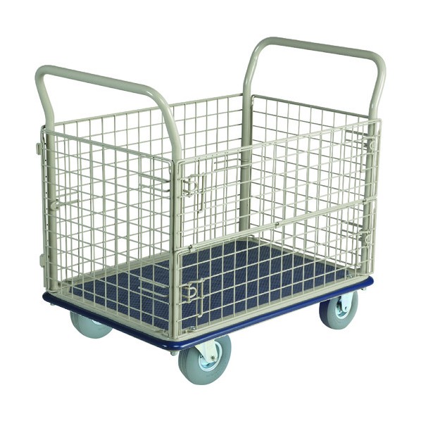 ※法人専用品※金沢車輛 大型スチール台車 金網付 ノーパンククッションタイヤ付 NHT-307SL 1点｜DIY FACTORY ONLINE SHOP 33,033円