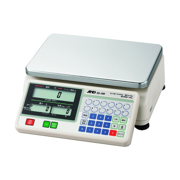 ※法人専用品※エー・アンド・ディ 検定付き店舗用料金はかり SQ30K 10区検定品 SQ30K-JA-10N00 1点