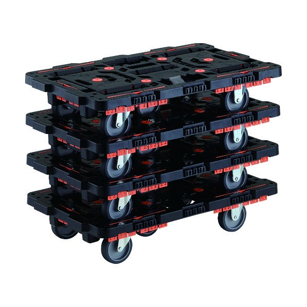 光 まとめ買い 連結式樹脂製平台車 ビートル 700X450 自在3輪 柵付 4台セット BT700KJ3-E100-M4 4点