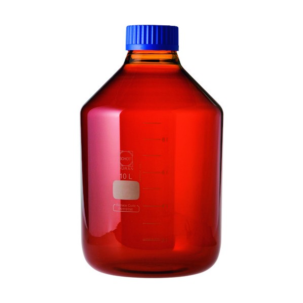 柴田科学 耐熱ねじ口びん 広口 茶褐色 青キャップ付 10000mL 10L 茶褐色 017250-110000 1個