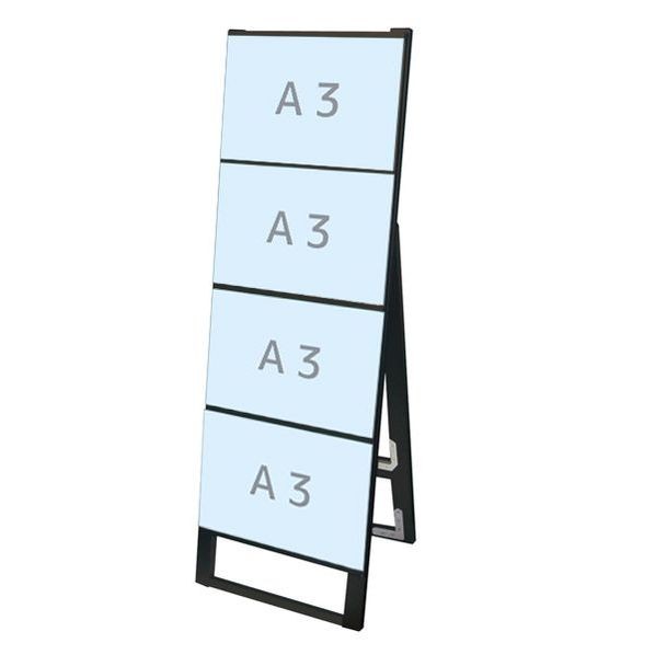 ※法人専用品※常磐精工 ブラックカードケーススタンド看板 A3横4片面 460×530×1375mm ブラック BCCSKA3Y4K 1点