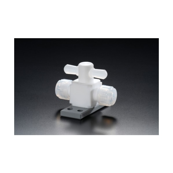 フロンケミカル フッ素樹脂(PTFE)二方バルブ圧入型ベース付6パイ NR1327-001|DIY FACTORY ONLINE SHOP