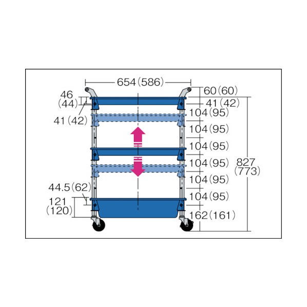 トラスコ(TRUSCO) ツールワゴンロイヤル６５４&times;３６１&times;８８７深１浅２ホワイト TWR-221-W 1｜DIY FACTORY ONLINE SHOP
