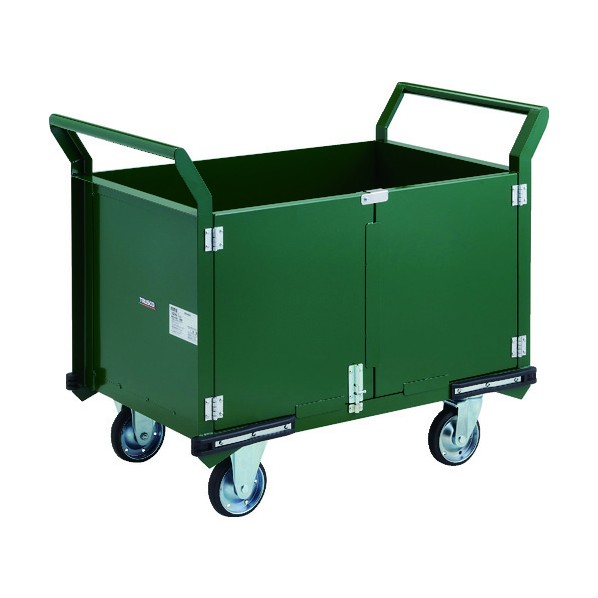 ※法人専用品※トラスコ(TRUSCO) 鋼鉄製運搬車 観音扉付 プレス車輪 900×600 PH-26P 1点