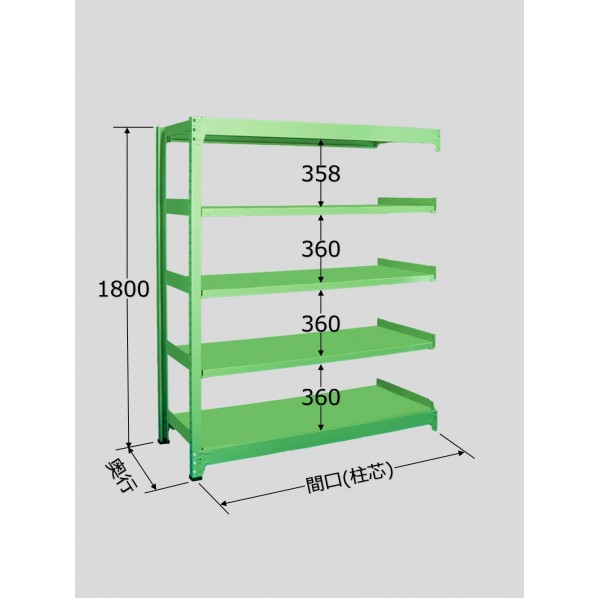 サカエ中量棚B型(500kg/段・連結・高さ1800mm・5段タイプ)B-1355R|DIY FACTORY ONLINE SHOP