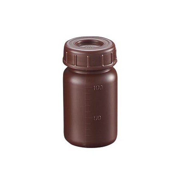 ポリ広口遮光瓶(PE広口瓶 中栓付) 100mL 200本