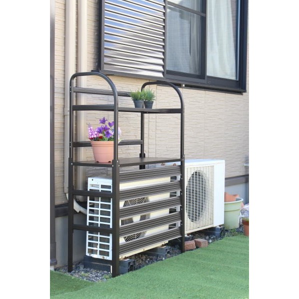 谷村実業 アルミエアコン室外機カハﾞー棚付き 90X38.25X72.8/109.5（棚部天板）/131cm 内寸:83.5X36.5X71cm ダークブラウン（DBR) TAN-932 1台｜DIY FACTORY ONLINE SHOP