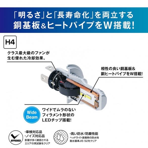 LED 6000K･6000ルーメン HB3,HB4 12V24V共用 LEH231 2個