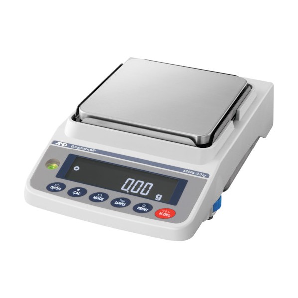 エー・アンド・デイ 校正用分銅内蔵型防塵・防水汎用天びん GX-6002WP ひょう量6200g×最小表示0.01g JCSS校正付 GX6002AWP-00J00 1点