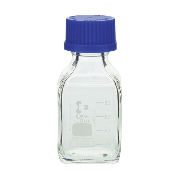 柴田科学 ねじ口角びん 100ml 青キャップ付 017230-100A 10個｜DIY FACTORY ONLINE SHOP