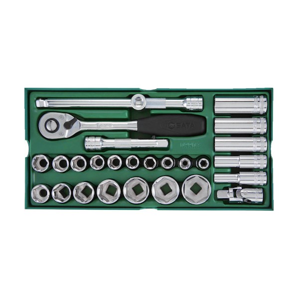 SATA 1/2DRソケットレンチセット(6角タイプ)トレー入 09903 1セット