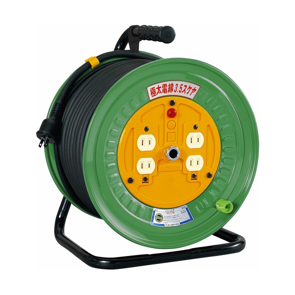 日動工業 極太(3.5mm2)電線仕様ドラム 100V 2芯 アース無 50m NDN-504F 1個