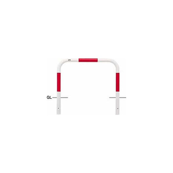 ※法人専用品※サンポール 鉄製 車止め 横型 固定式 横桟なし Φ60.5&times;t2.8 W100 H90(地上高65+埋込25) FAA-7U10-650(RW) 1個｜DIY FACTORY ONLINE SHOP